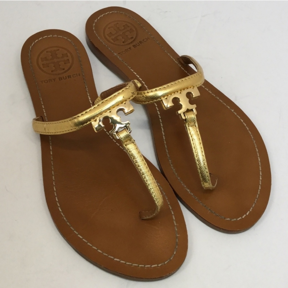 Tory Burch T Logo Flat Thong Sandal - Size 6